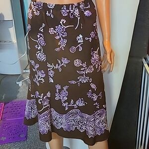 PAISLEY Purple & Brown Floral Skirt